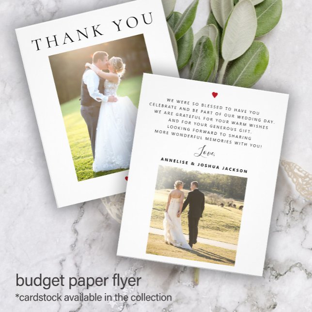 Prospectus 11,4 Cm X 14,2 Cm Budget modern simple photo wedding thank you (Créateur téléchargé)