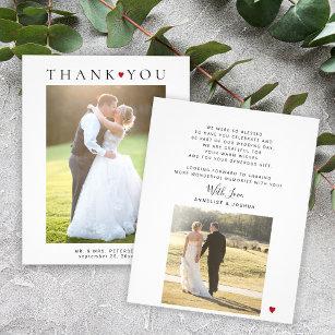 Prospectus 11,4 Cm X 14,2 Cm Budget moderne 2 photos mariage carte de remerciem