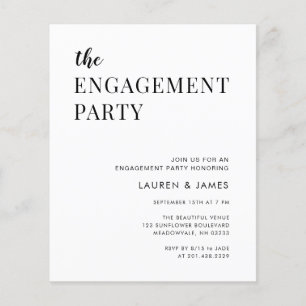 Prospectus 11,4 Cm X 14,2 Cm Budget moderne Black & White Engagement Party