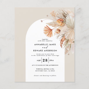 Prospectus 11,4 Cm X 14,2 Cm budget Moderne bohème pampas herbe mariage