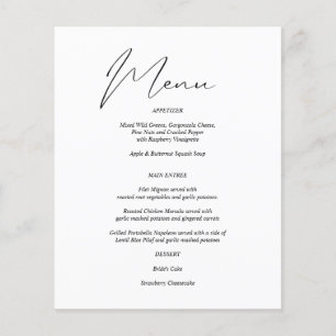 Prospectus 11,4 Cm X 14,2 Cm Budget Moderne Chic Menu Noir & Blanc
