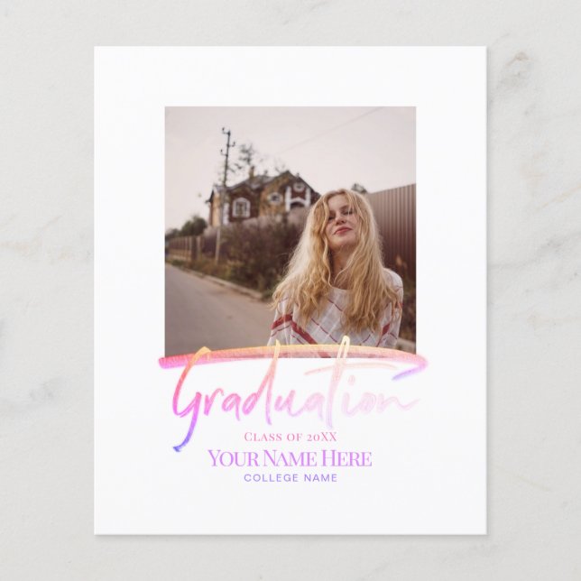 Prospectus 11,4 Cm X 14,2 Cm Budget Moderne Élégant Graduation Photo Invitation (Devant)