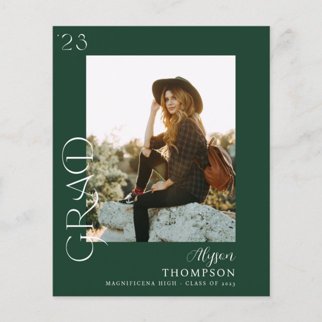 Prospectus 11,4 Cm X 14,2 Cm Budget Moderne GRAD Photo Graduation - Vert (Devant)