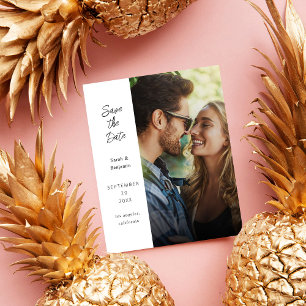 Prospectus 11,4 Cm X 14,2 Cm Budget moderne photo et côté Enregistrer la date -