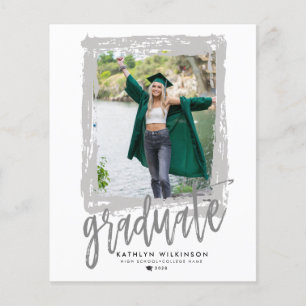 Prospectus 11,4 Cm X 14,2 Cm BUDGET Moderne Pinceau Argent 2 Photo Grad Invitat
