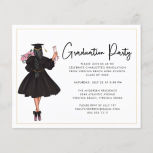 Prospectus 11,4 Cm X 14,2 Cm Budget Moderne Script Graduation Party Invitation