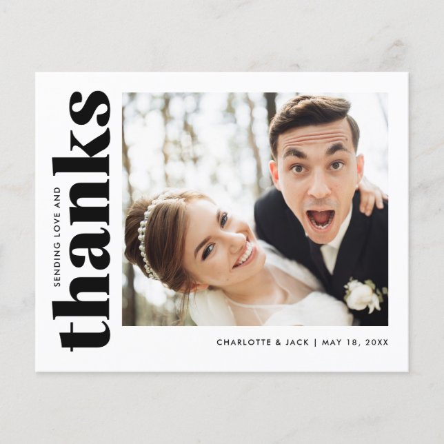 Prospectus 11,4 Cm X 14,2 Cm Budget Moderne Simple Photo Mariage Merci (Devant)