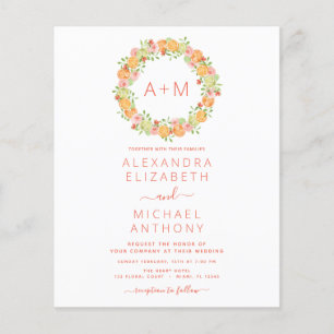 Prospectus 11,4 Cm X 14,2 Cm Budget Monogram Blush Pink Citrus Floral Mariage