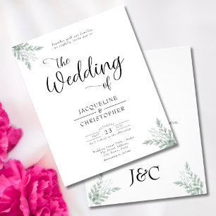 Prospectus 11,4 Cm X 14,2 Cm Budget Monogramme Faire-part de mariage de verdure