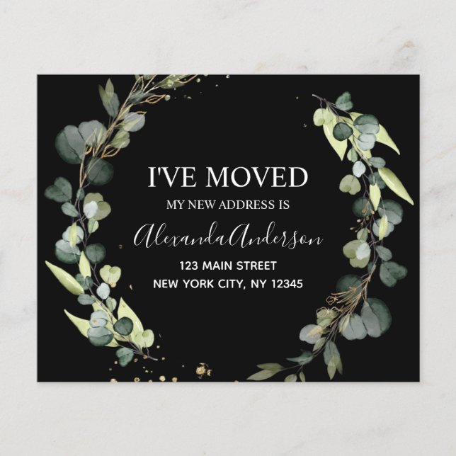 Prospectus 11,4 Cm X 14,2 Cm Budget Moving Announcement Eucalyptus Greenery (Devant)