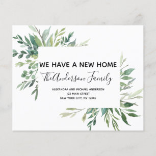 Prospectus 11,4 Cm X 14,2 Cm Budget Moving Announcement Eucalyptus Greenery