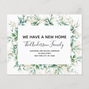 Prospectus 11,4 Cm X 14,2 Cm Budget Moving Announcement Eucalyptus Greenery