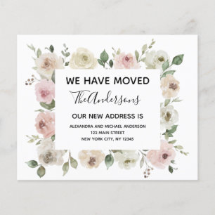 Prospectus 11,4 Cm X 14,2 Cm Budget Moving Faire-part Dusty rose Floral