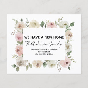 Prospectus 11,4 Cm X 14,2 Cm Budget Moving Faire-part Dusty rose Floral