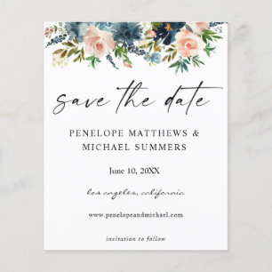 Prospectus 11,4 Cm X 14,2 Cm Budget Navy D Bleu & Pink Floral Enregistrer la da