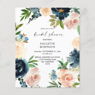 Prospectus 11,4 Cm X 14,2 Cm Budget Navy & Dusty Blue, Fête Prénatale Rose