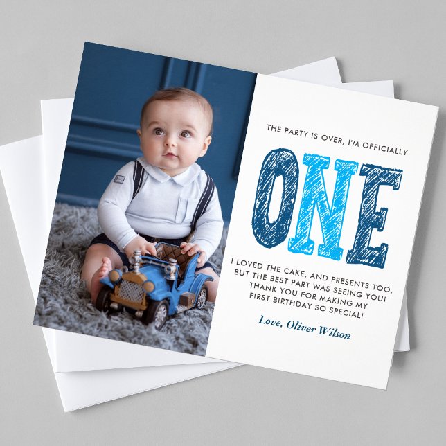 Prospectus 11,4 Cm X 14,2 Cm Budget Navy et bleu Merci pour le 1er anniversaire (Créateur téléchargé)