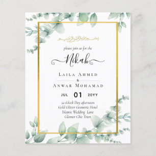 Prospectus 11,4 Cm X 14,2 Cm BUDGET NIKAH WALIMAH Eucalyptus GOLD QR CODE