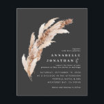 Prospectus 11,4 Cm X 14,2 Cm Budget noir boho pampas élégant invitation de mari<br><div class="desc">Budget naturel pampas herbe aquarelles et faire-part de mariage de script avec espace pour le code QR. Collection design moderne sur tendance contemporaine sur Trend en terre cuite,  turquoise,  noir et beige colorway naturel.</div>