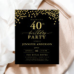 Prospectus 11,4 Cm X 14,2 Cm Budget Noir et or Script Quarante 40e anniversaire<br><div class="desc">Préparez-vous à une fête élégante avec une Invitation d'Anniversaire Black and Gold Script! Doté d'un luxueux script doré sur un arrière - plan noir élégant, ce design respire le raffinement et le charme intemporel. Parfait pour des anniversaires d'étape ou tout événement élégant, il allie sans effort l'élégance classique à l'esprit...</div>
