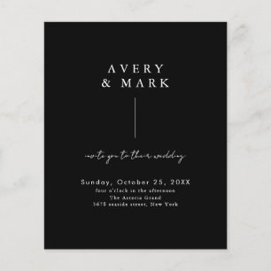 Prospectus 11,4 Cm X 14,2 Cm Budget noir Faire-part de mariage moderne