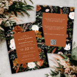 Prospectus 11,4 Cm X 14,2 Cm Budget noir terre cuite détails de la mariage flor<br><div class="desc">Budget rustique aquarelle couleur florale invitation à mariage et carte de détails. Avec de belles rouille,  terre cuite,  rose rousse,  noir et sauge vert pampas herbe eucalyptus aquarelle détails. Cette invitation de mariage moderne est sûr de définir le style pour votre grand jour.</div>