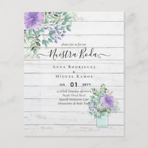 Prospectus 11,4 Cm X 14,2 Cm Budget Nuestra Boda Purple Floral Invitations