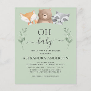 Prospectus 11,4 Cm X 14,2 Cm Budget Oh Baby shower Woodland Invitations