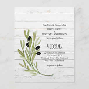 Prospectus 11,4 Cm X 14,2 Cm BUDGET OLIVE FEUILLES minimaliste moderne Mariage