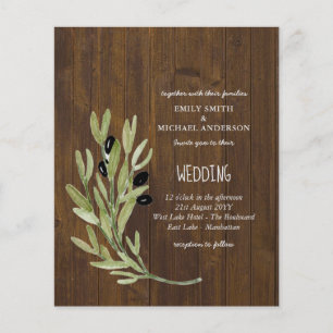 Prospectus 11,4 Cm X 14,2 Cm BUDGET OLIVE FEUILLES minimaliste moderne Mariage