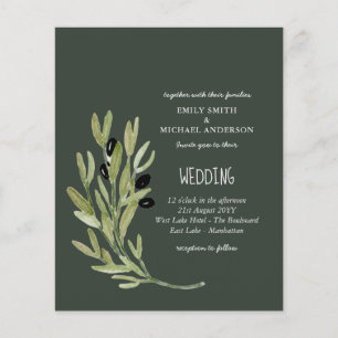 Prospectus 11,4 Cm X 14,2 Cm BUDGET OLIVE FEUILLES minimaliste moderne Mariage
