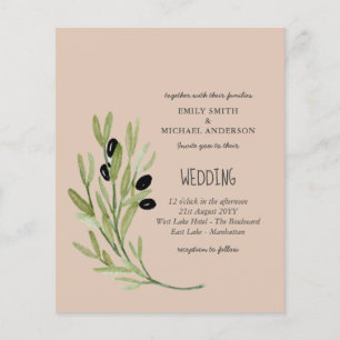 Prospectus 11,4 Cm X 14,2 Cm BUDGET OLIVE FEUILLES minimaliste moderne Mariage