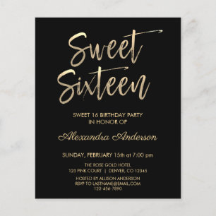 Prospectus 11,4 Cm X 14,2 Cm Budget Or Anniversaire Noir Sweet Sixteen