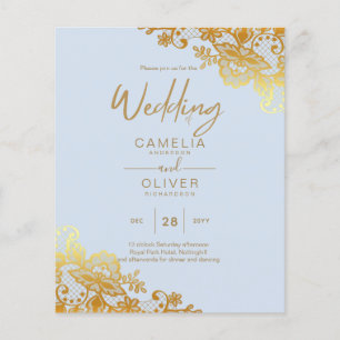 Prospectus 11,4 Cm X 14,2 Cm BUDGET OR LACE All-in-1 Mariage Inviter QR Code