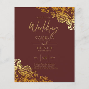 Prospectus 11,4 Cm X 14,2 Cm BUDGET OR LACE All-in-1 Mariage Inviter QR Code