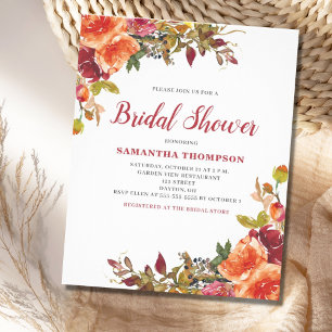 Prospectus 11,4 Cm X 14,2 Cm Budget Orange Terracotta Fête des mariées Florale