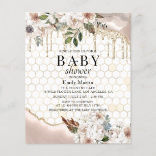 Prospectus 11,4 Cm X 14,2 Cm BUDGET Parties scintillant florale Baby shower en 