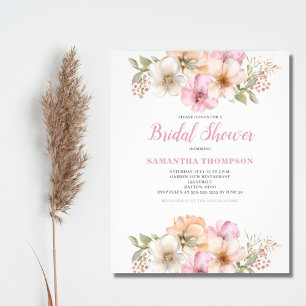 Prospectus 11,4 Cm X 14,2 Cm Budget Peach Floral Bridal Shower Invitation