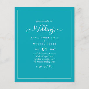 Prospectus 11,4 Cm X 14,2 Cm BUDGET Peacock Blue Turquoise Monochrome Mariage