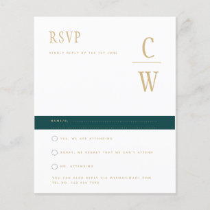 Prospectus 11,4 Cm X 14,2 Cm BUDGET Peacock TURQUOISE Green Gold Wedding RSVP