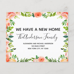 Prospectus 11,4 Cm X 14,2 Cm Budget Pêcher Corail Floral Moving Faire-part