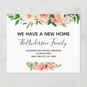 Prospectus 11,4 Cm X 14,2 Cm Budget Pêcher Corail Floral Moving Faire-part