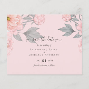 Prospectus 11,4 Cm X 14,2 Cm BUDGET PEONIES Rose Sauge Pêche Mariage