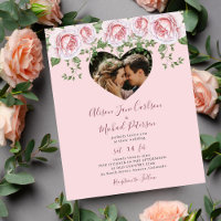 Budget photo coeur rose floral faire-part de maria