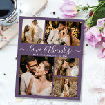 Prospectus 11,4 Cm X 14,2 Cm Budget Photo Collage Mariage Merci Mauve Circulair<br><div class="desc">Budget Elegant Dusty Mauve Purple Mariage 5 Photo Collage Merci personnalisé abordable flyer à bas budget. Mariage moderne merci modèle avec cinq (5) photos sur le devant et une (1) photo sur le dos. Sur l'avant du papier "Love and Merci" script de typographie dans une tourbillonnant main lettré type de...</div>