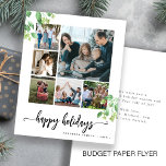 Prospectus 11,4 Cm X 14,2 Cm Budget photo joyeuses vacances verdure Carte de vo<br><div class="desc">Elégant moderne Happy Holidays script calligraphie manuscrit six famille multi photo simple carte de voeux noir et blanc avec votre texte personnalisé sur les deux côtés avec des branches de verdure botanique. VEUILLEZ NOTER que les couleurs de l'arrière - plan et du script sont modifiables. Vous pouvez le modifier après...</div>