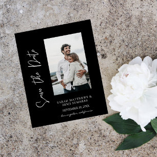 Prospectus 11,4 Cm X 14,2 Cm Budget Photo Main Typographie Économisez la date B