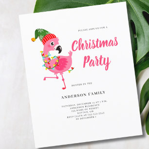 Prospectus 11,4 Cm X 14,2 Cm Budget Pink Flamingo Christmas Party Invitation