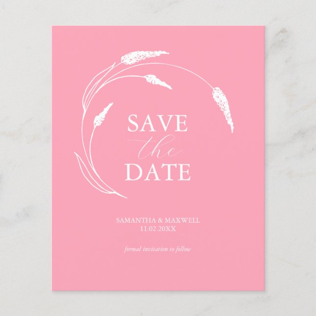 Prospectus 11,4 Cm X 14,2 Cm Budget Pink Wedding Enregistrer La Date (Devant)