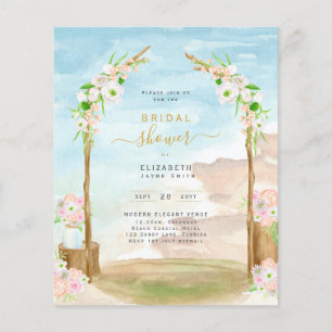 Prospectus 11,4 Cm X 14,2 Cm BUDGET Plage Côtier Douche nuptiale Invitation Fly